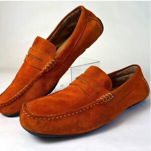 Alfani SAL Mens Orange Suede Leather Penny Loafers Driving Mocs Size 12M